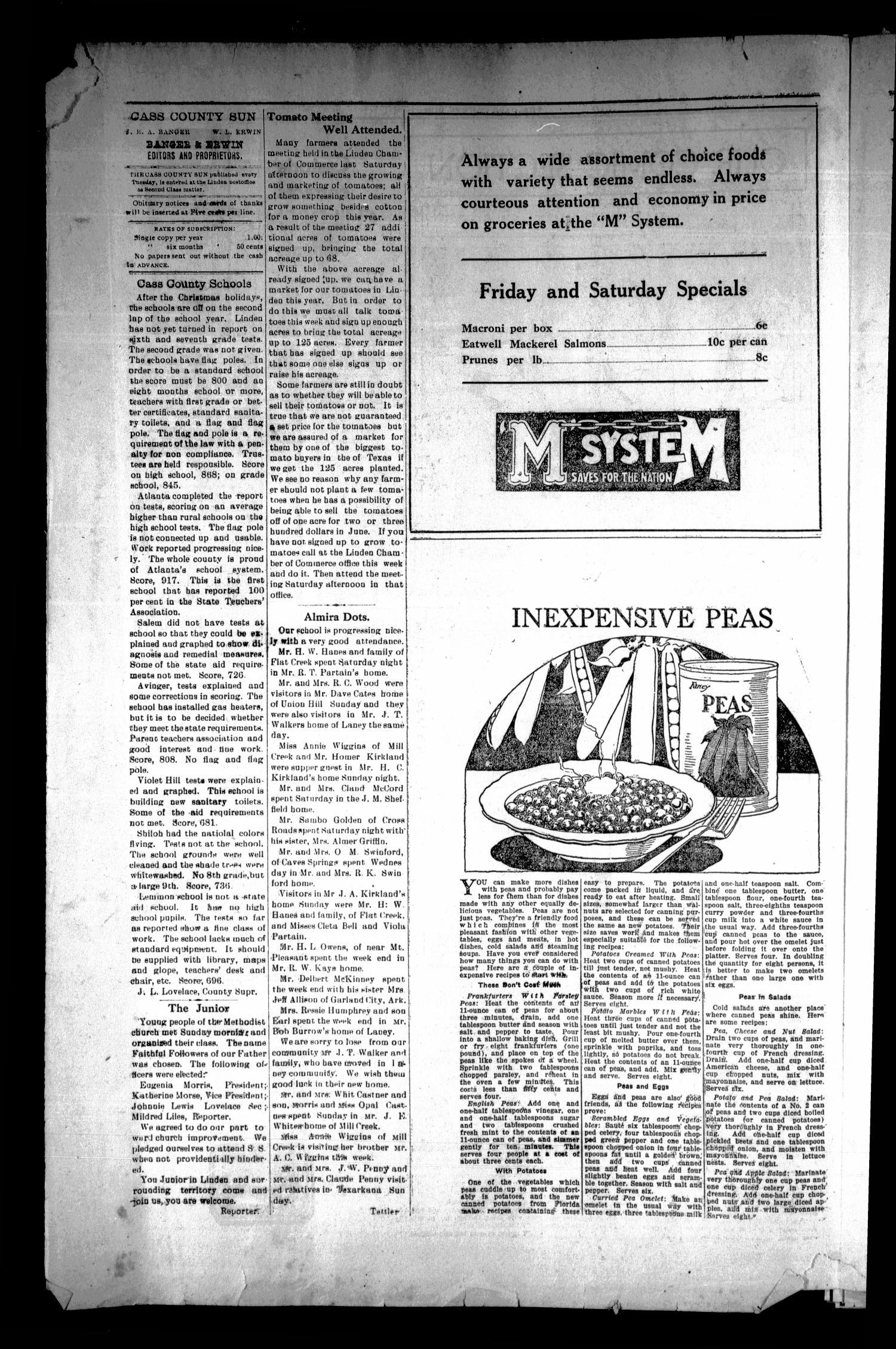 The Cass County Sun (Linden, Tex.), Vol. 56, No. 1, Ed. 1 Tuesday, January 6, 1931
                                                
                                                    [Sequence #]: 4 of 8
                                                