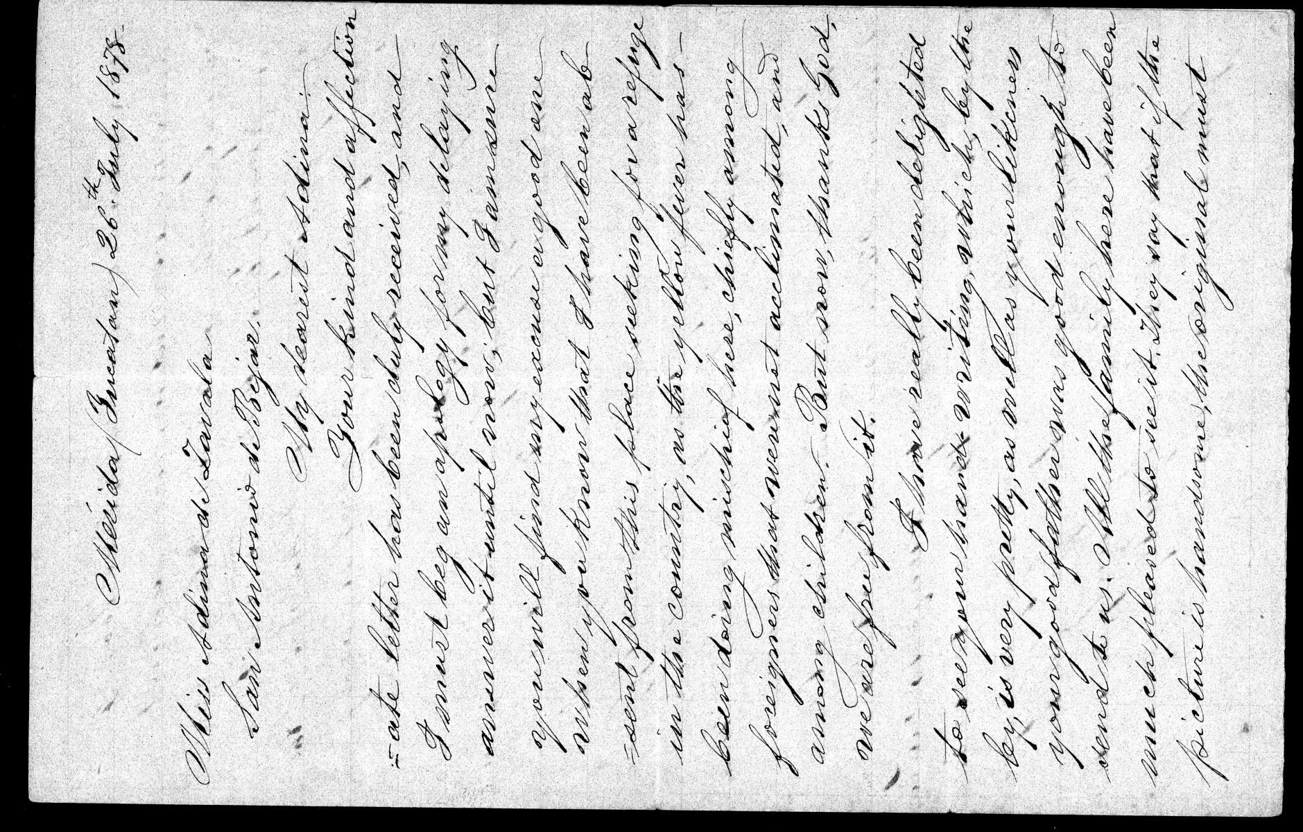 [Letter from de Zavala Jr. to Adina July 26, 1878]
                                                
                                                    [Sequence #]: 1 of 2
                                                