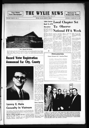 The Wylie News (Wylie, Tex.), Vol. 20, No. 37, Ed. 1 Thursday, February 15, 1968