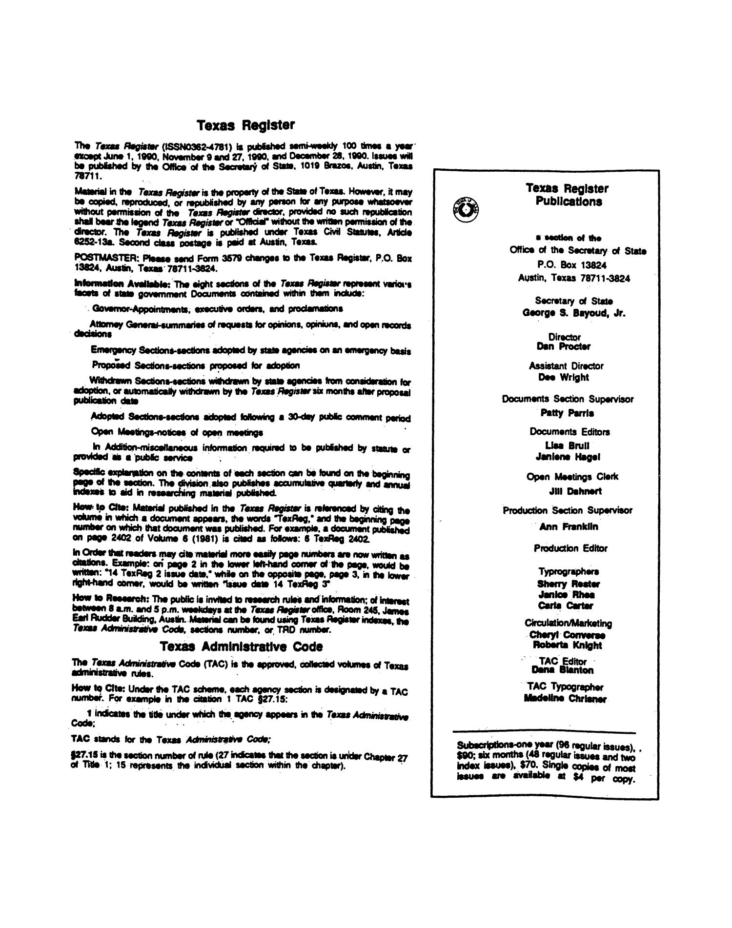 Texas Register Volume 16, Number 2, Pages 63-143, January 8, 1991
                                                
                                                    None
                                                