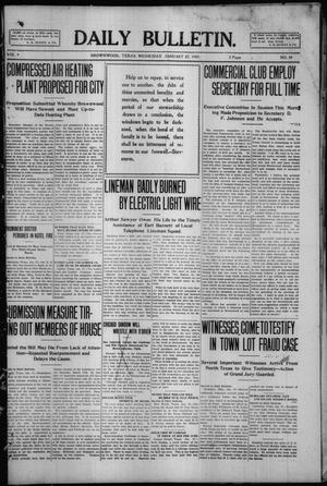 Daily Bulletin. (Brownwood, Tex.), Vol. 9, No. 88, Ed. 1 Wednesday, January 27, 1909