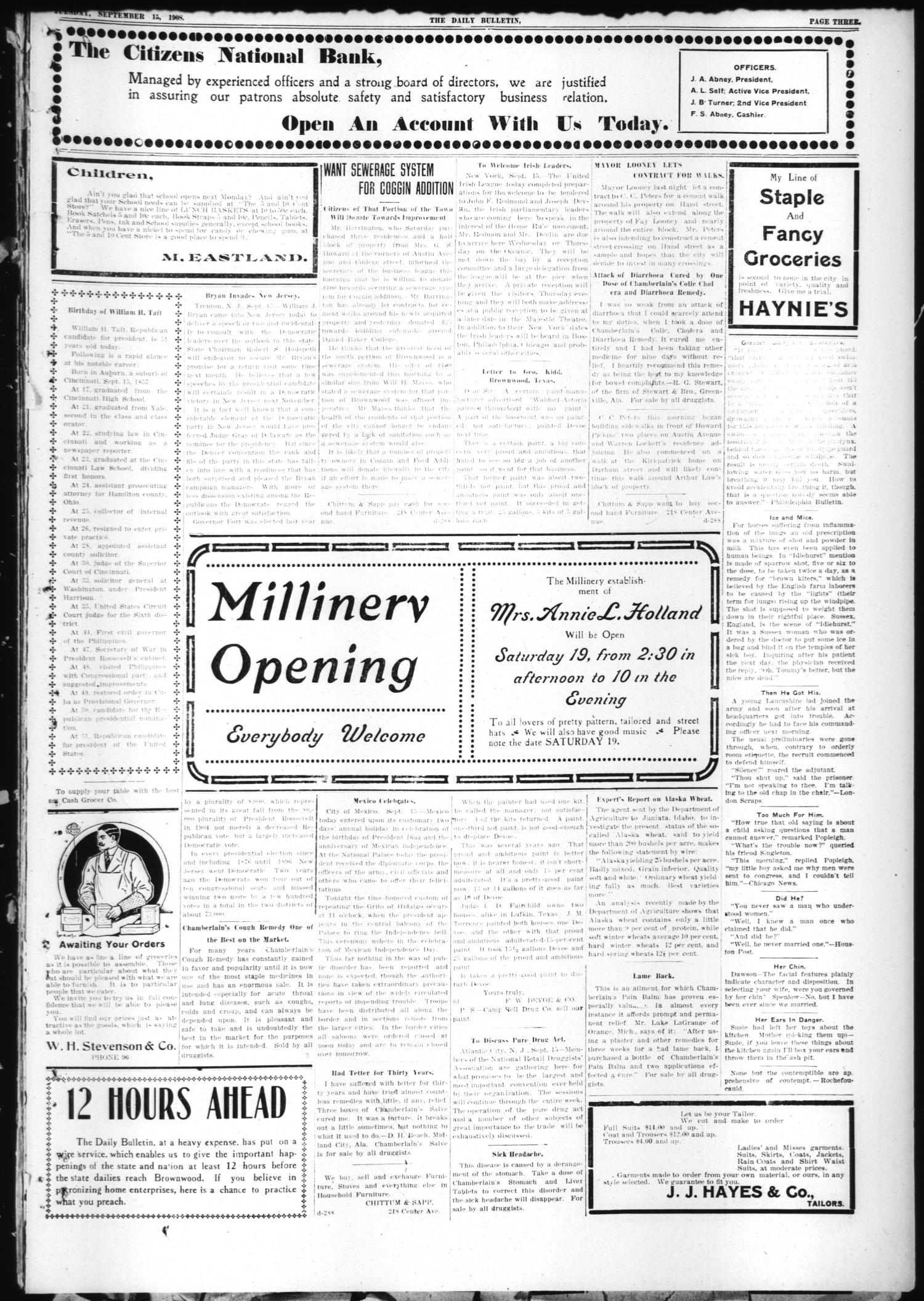 Daily Bulletin. (Brownwood, Tex.), Vol. 8, No. 284, Ed. 1 Tuesday, September 15, 1908
                                                
                                                    [Sequence #]: 3 of 8
                                                