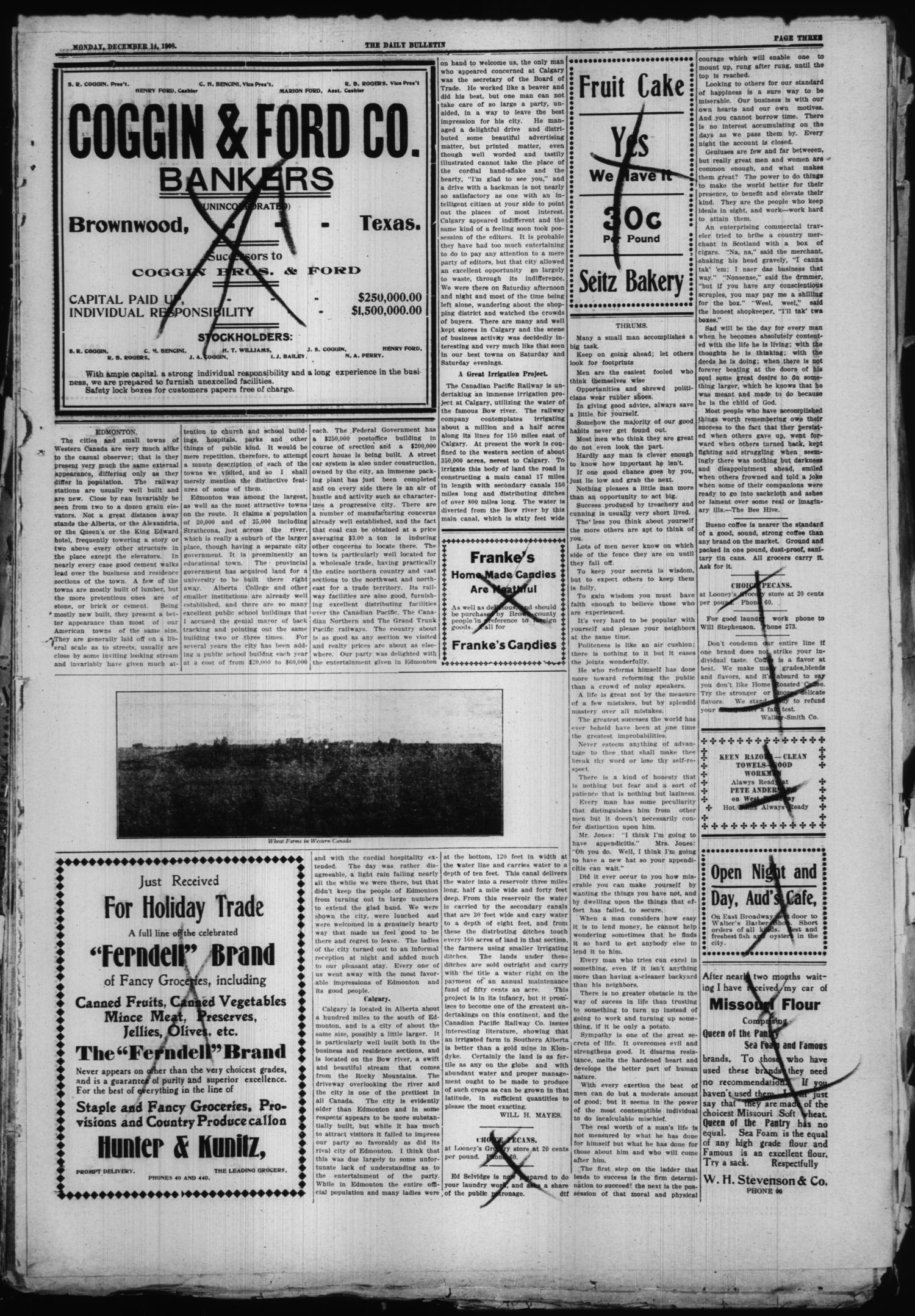 Daily Bulletin. (Brownwood, Tex.), Vol. 9, No. 51, Ed. 1 Monday, December 14, 1908
                                                
                                                    [Sequence #]: 3 of 8
                                                