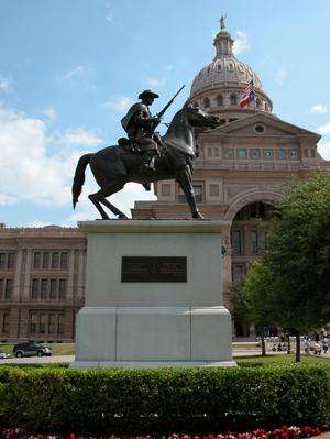 Terry's Texas Rangers monument on Texas State Capitol grounds, south-facing side