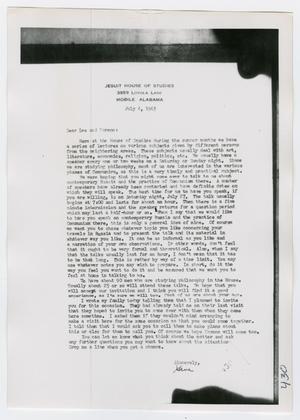 [Photograph of Letter from the Jesuit House of Studies]