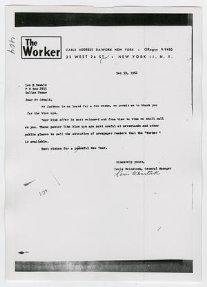 [Photograph of Letter from The Worker]