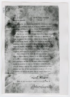 [Photograph of Statement from Oswald's Home]