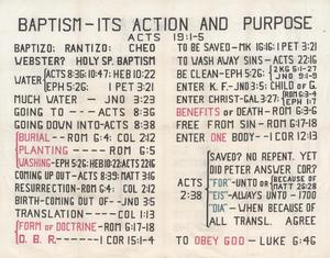 Primary view of object titled 'Baptism--its Action and Purpose'.