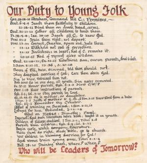 Primary view of object titled 'Our Duty to Young Folk'.