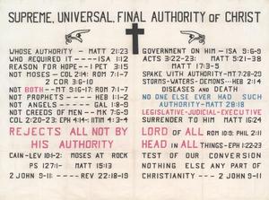 Primary view of object titled 'Supreme, Universal, Final Authority of Christ'.