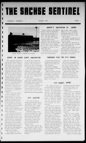 The Sachse Sentinel (Sachse, Tex.), Vol. 1, No. 3, Ed. 1 Monday, March 1, 1976