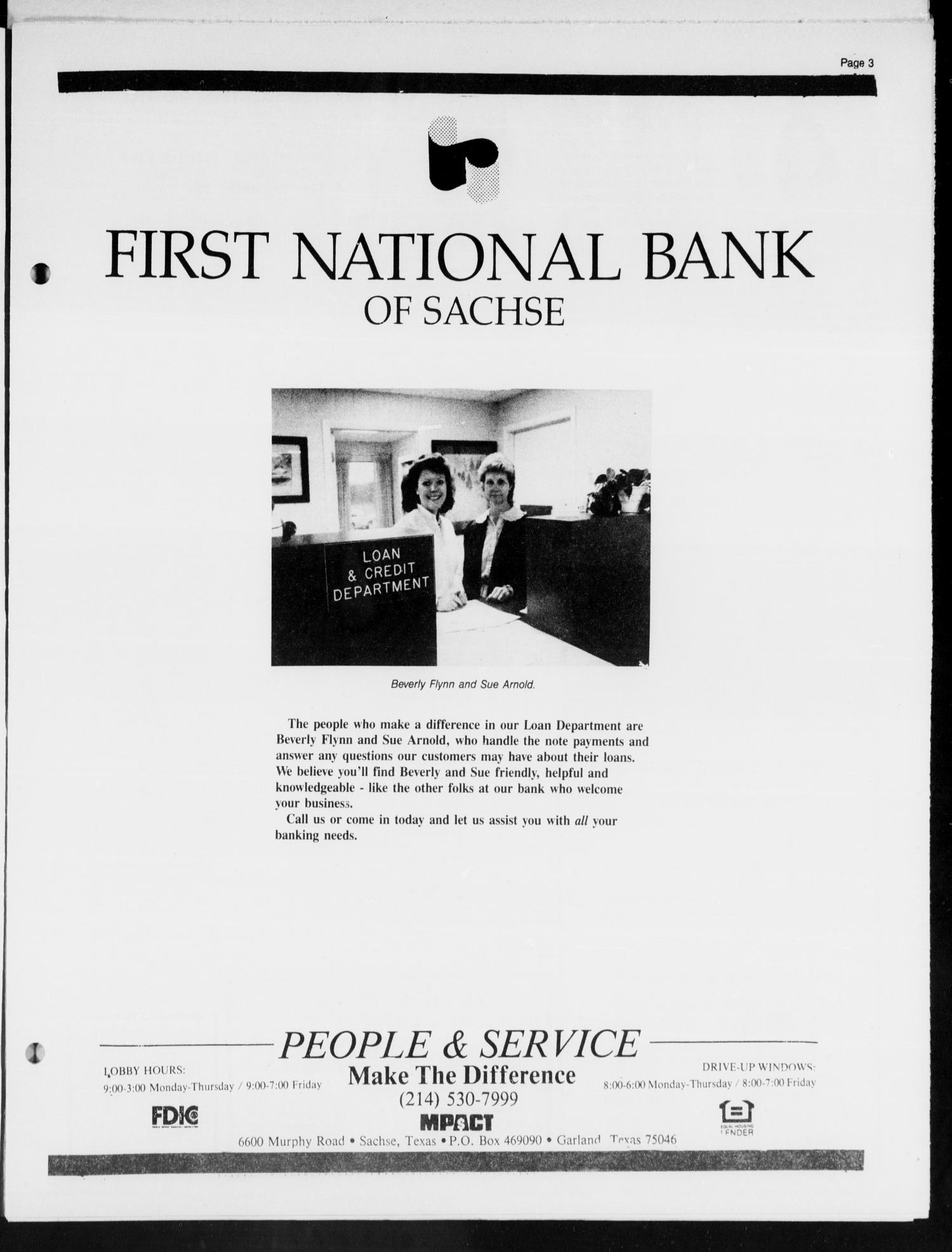 The Sentinel (Sachse, Tex.), Vol. 12, No. 40, Ed. 1 Wednesday, November 11, 1987
                                                
                                                    [Sequence #]: 3 of 16
                                                