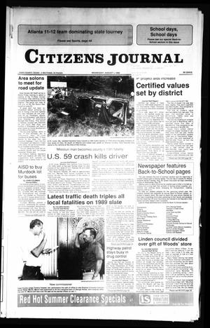 Primary view of object titled 'Citizens Journal (Atlanta, Tex.), Vol. [111], No. [125], Ed. 1 Wednesday, August 1, 1990'.