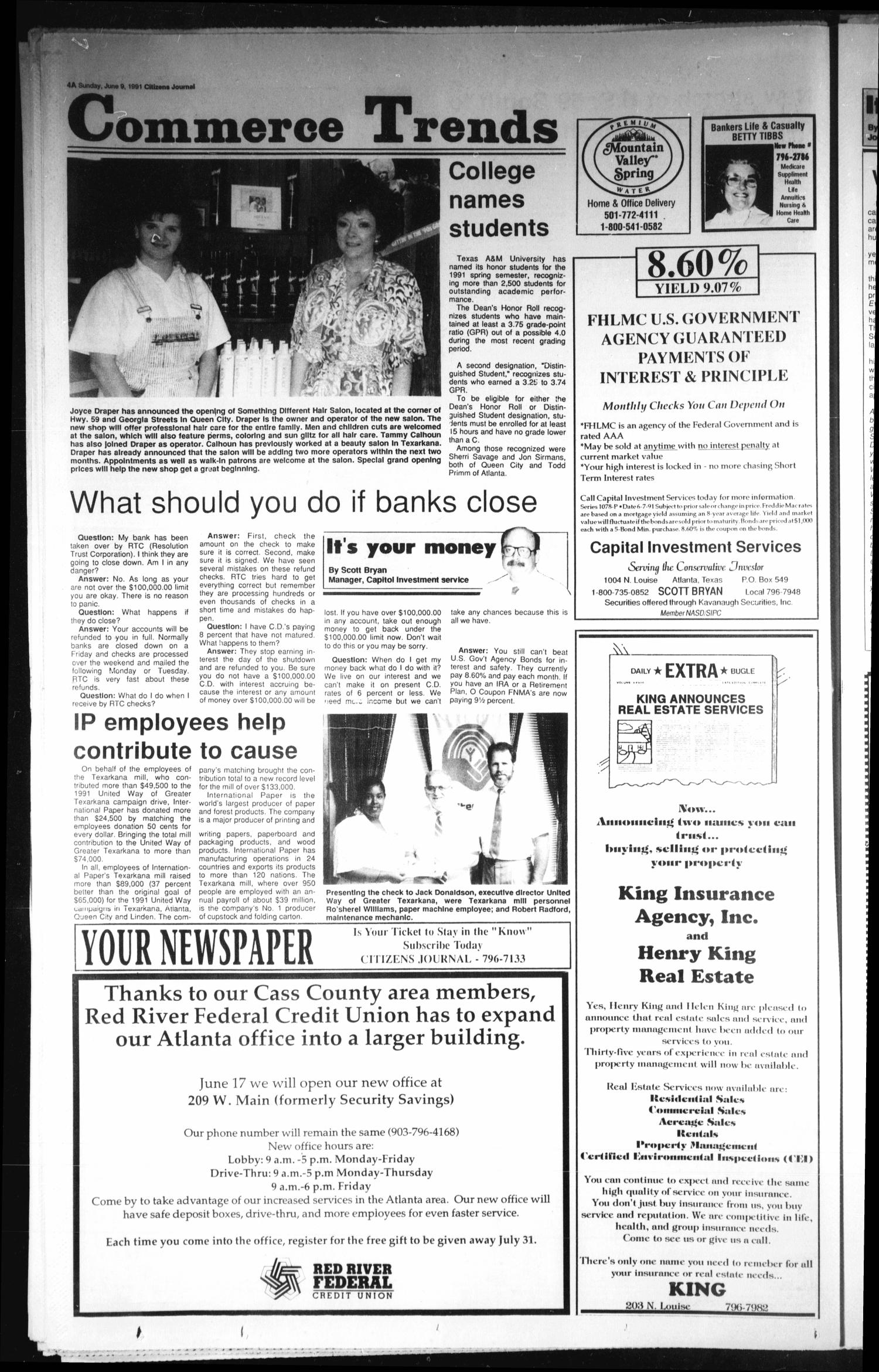 Citizens Journal (Atlanta, Tex.), Vol. 112, No. 107, Ed. 1 Sunday, June 9, 1991
                                                
                                                    [Sequence #]: 4 of 12
                                                