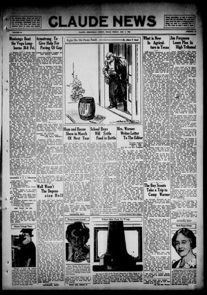 Primary view of object titled 'Claude News (Claude, Tex.), Vol. 44, No. 14, Ed. 1 Friday, December 9, 1932'.