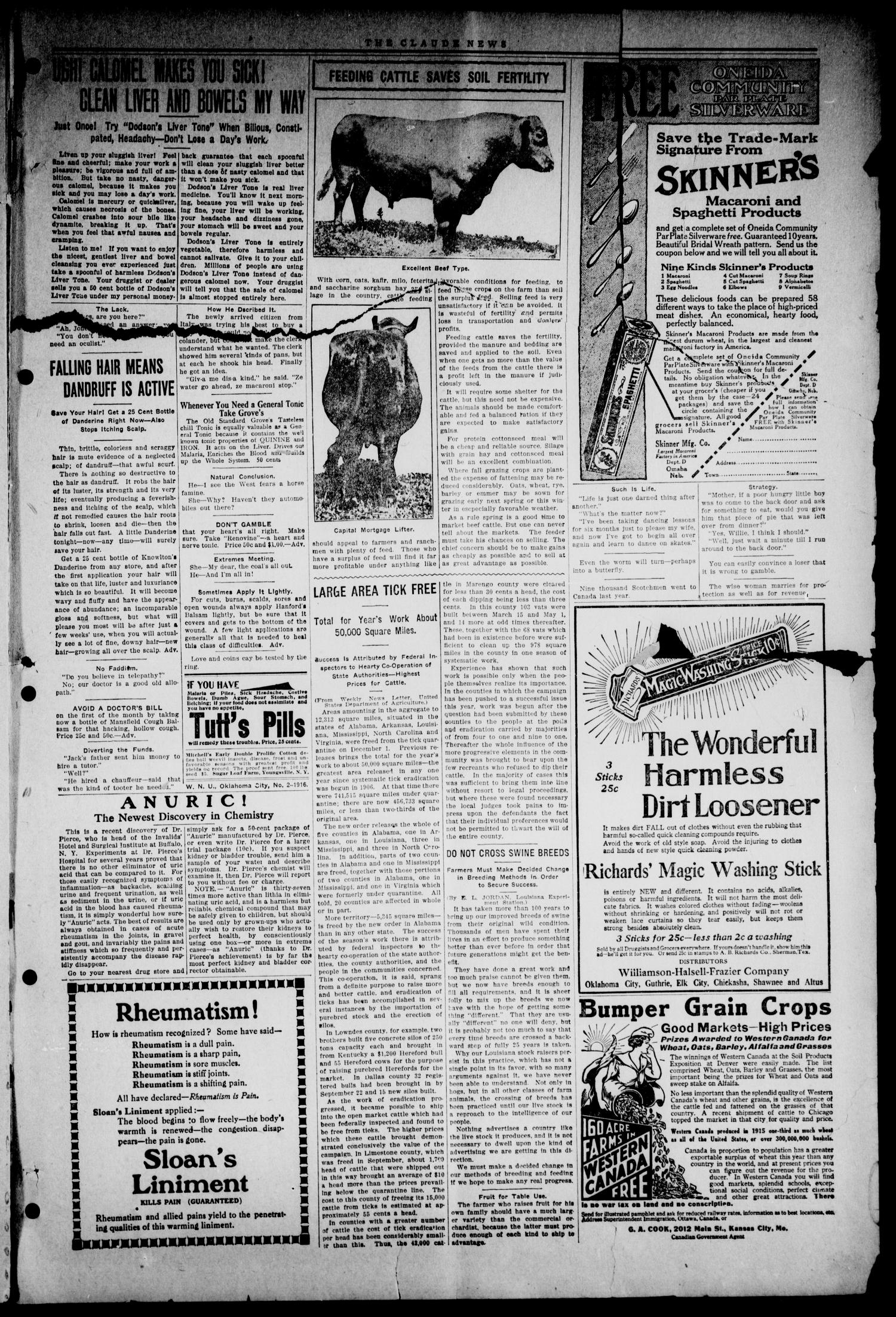 The Claude News (Claude, Tex.), Vol. 14, No. 19, Ed. 1 Friday, January 28, 1916
                                                
                                                    [Sequence #]: 7 of 8
                                                