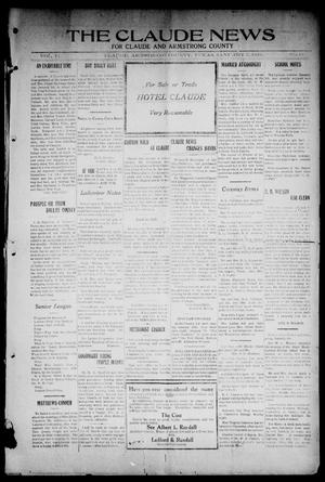 Primary view of object titled 'The Claude News (Claude, Tex.), Vol. 14, No. 16, Ed. 1 Friday, January 7, 1916'.