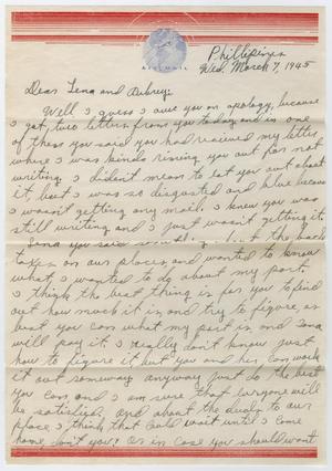 Primary view of object titled '[Letter from Beal S. Powell to Lena Lawson, March 7, 1945]'.