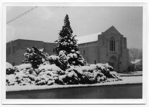 Primary view of object titled '[First Christian Church After a Snowstorm]'.