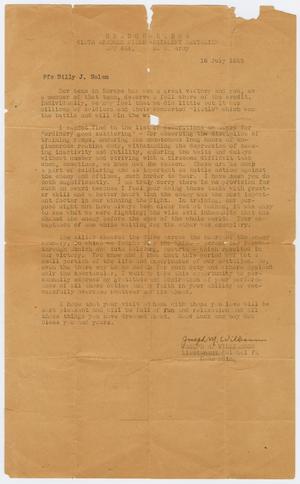 [Letter from Joseph M. Williamson to PFC Billy J. Nolen, July 18, 1945]