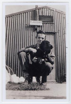 [Photograph of Bill Bondurant In Front of the Flak Shak]