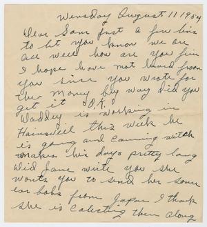 [Letter from M. W. Sisson to Marrin W. Sisson, August 11, 1954]