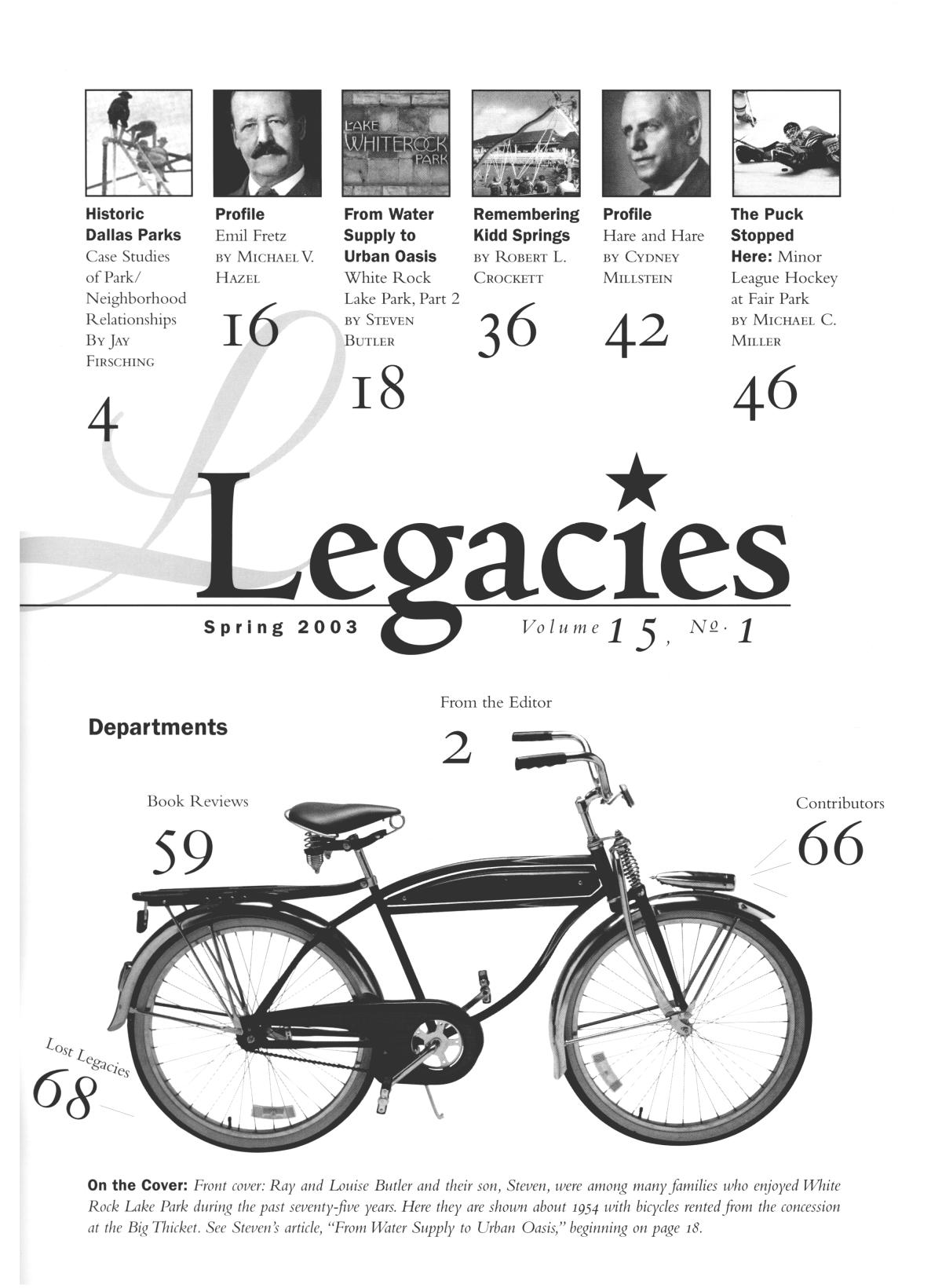 Legacies: A History Journal for Dallas and North Central Texas, Volume 15, Number 1, Spring, 2003
                                                
                                                    1
                                                