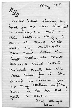 [Mother's day note from Helen Marion Scott Dickson to Carolyn Street Scott]