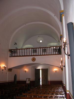 Interior of church at Mission San José, facing rear