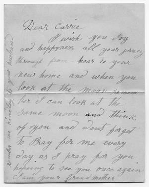 Primary view of object titled '[Letter to Carolyn M. Scott from her Grandmother]'.