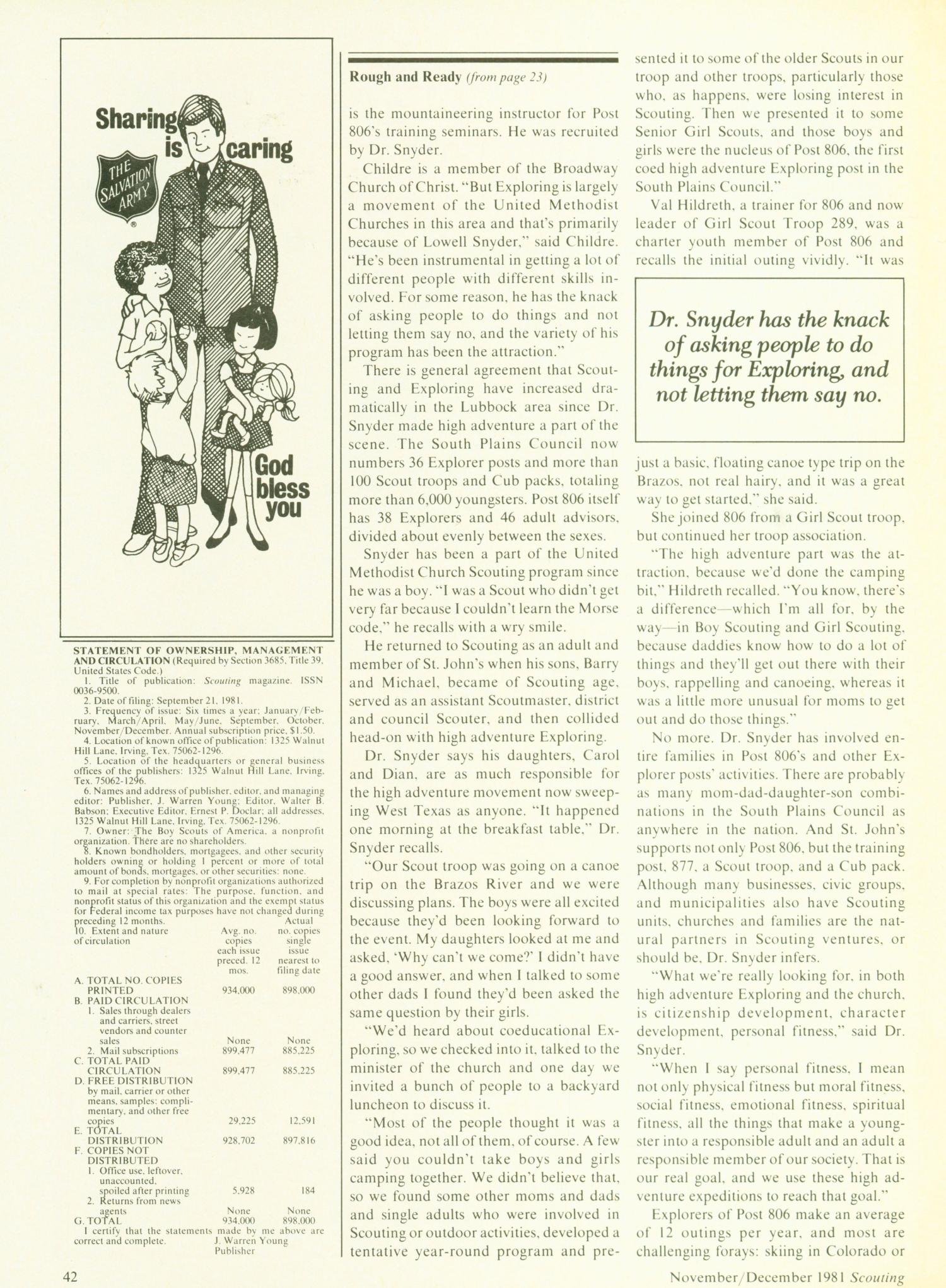 Scouting, Volume 69, Number 6, November-December 1981
                                                
                                                    42
                                                