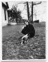 Thumbnail image of item number 1 in: 'Nancy Della Cruse kneeling next to a puppy'.