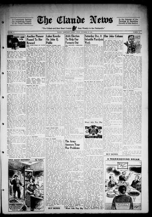 Primary view of object titled 'Claude News (Claude, Tex.), Vol. 55, No. 13, Ed. 1 Friday, November 30, 1945'.
