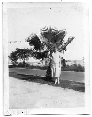 Neely Scrivner standing next to a palm tree