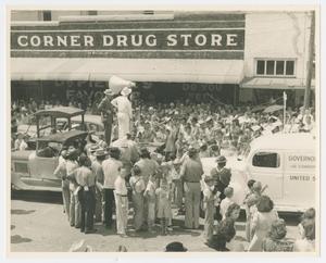 Primary view of object titled '[Campaign Rally at Corner Drug Store]'.
