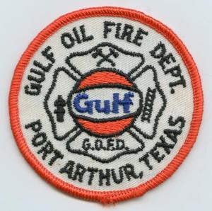 Primary view of object titled '[Port Arthur, Texas Gulf Oil Fire Department Patch]'.