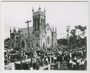 Primary view of object titled '[Crowd near church]'.