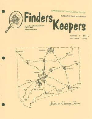 Primary view of object titled 'Finders Keepers, Volume 5, Number 4, November 1988'.