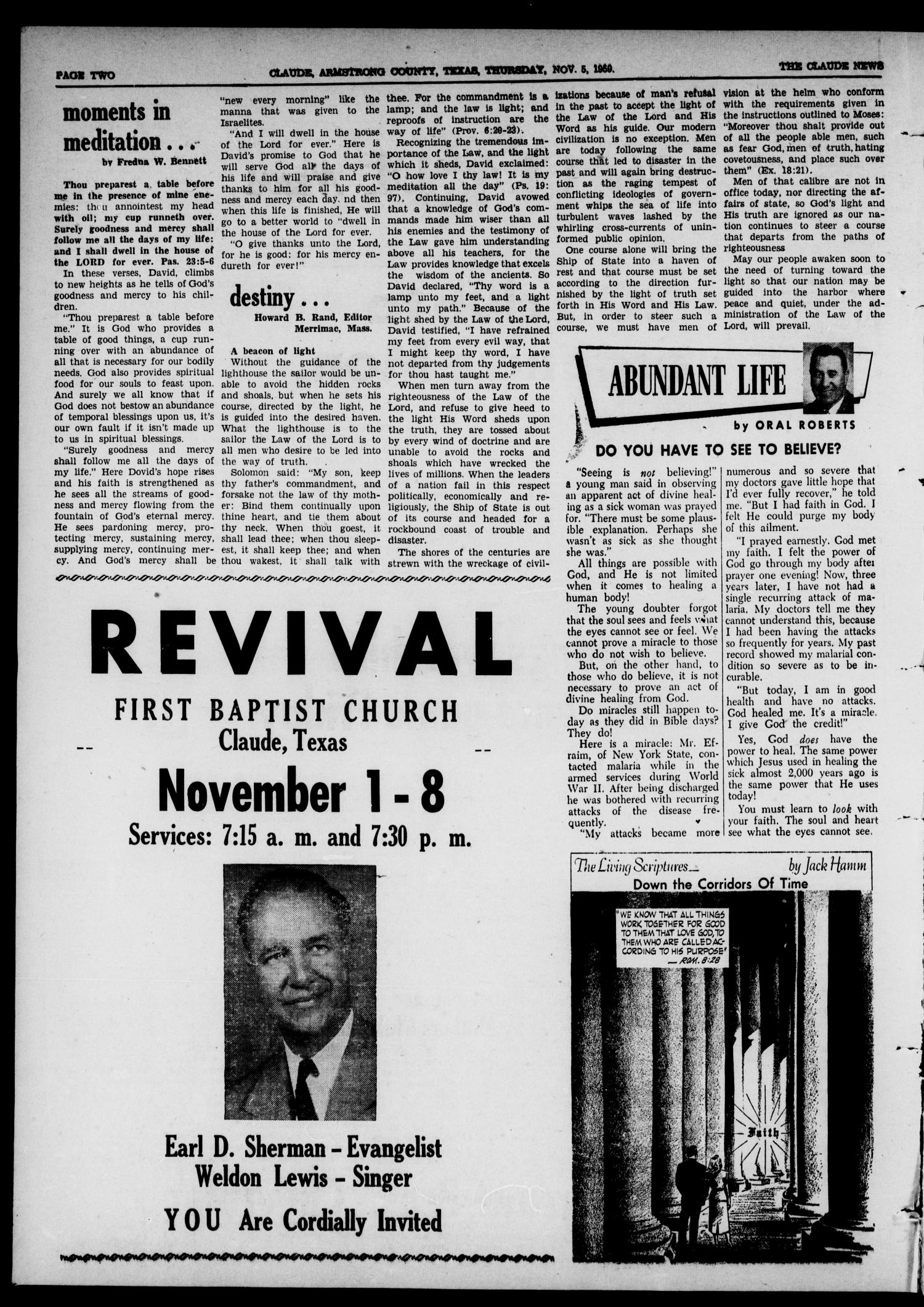 Claude News (Claude, Tex.), Vol. 70, No. 11, Ed. 1 Thursday, November 5, 1959
                                                
                                                    [Sequence #]: 2 of 16
                                                