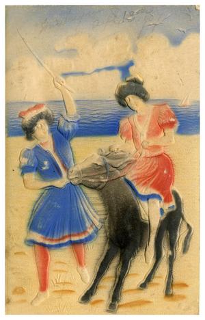 [Girls with Donkey on the Beach]