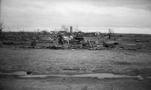 Primary view of object titled 'Debris and Damaged Buildings After Tornado'.