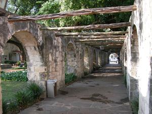 Walkway with colonnade at the Alamo
