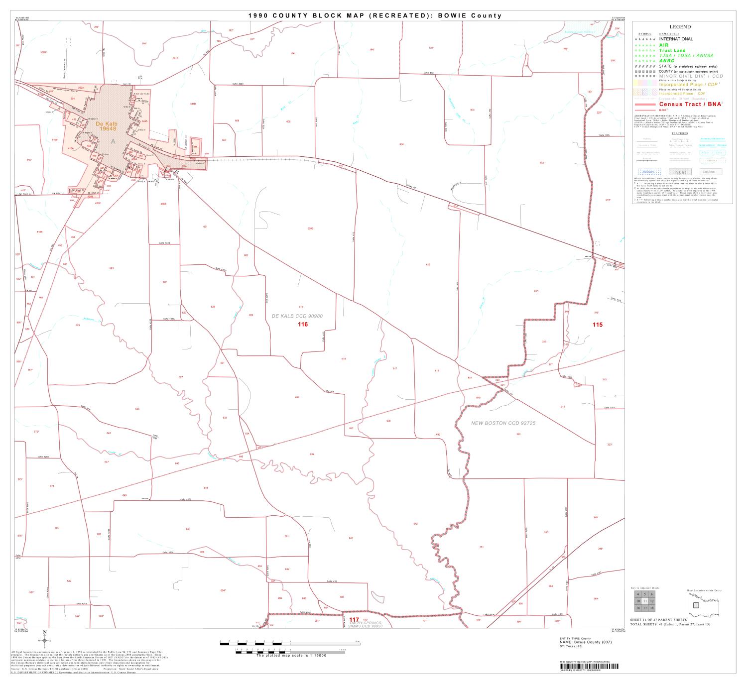 1990 Census County Block Map (Recreated): Bowie County Block 11 The