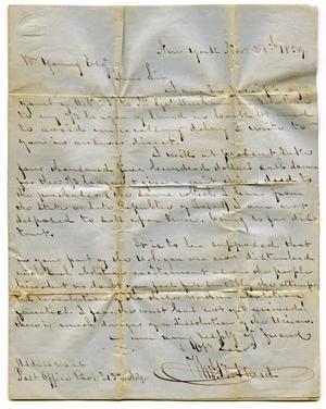 Primary view of object titled '[Letter to Mr. Young from Thomas Ward, November 28, 1859]'.