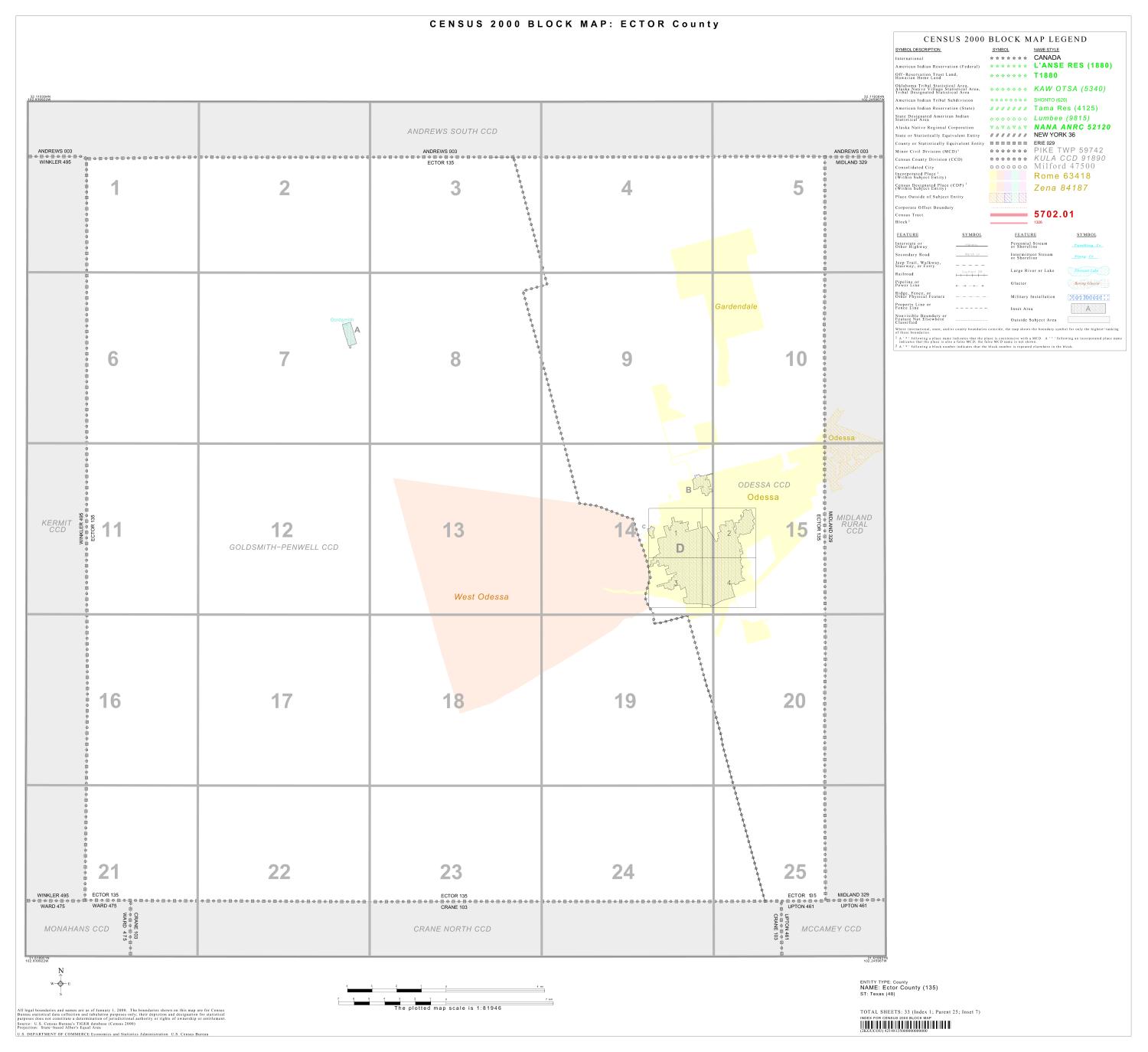 2000 Census County Block Map: Ector County, Index
                                                
                                                    [Sequence #]: 1 of 1
                                                