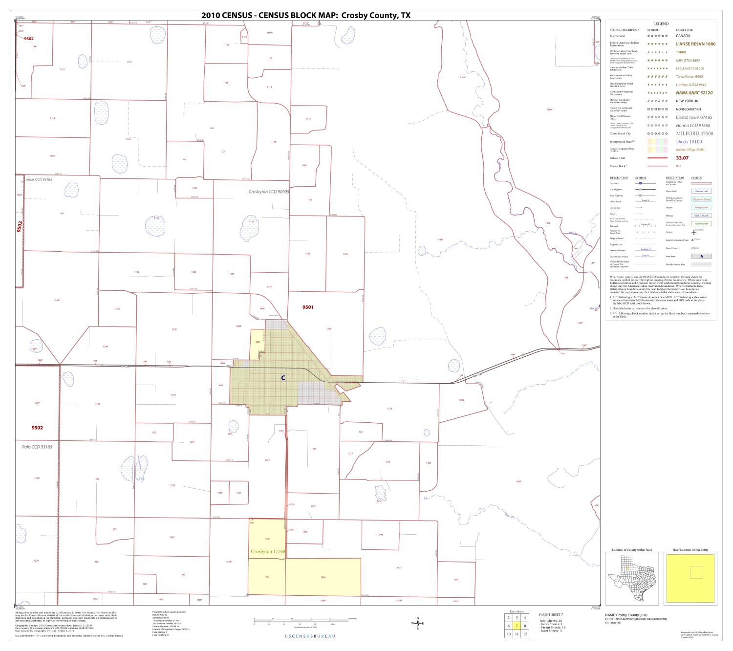 2010 Census County Block Map Crosby County Block 7 Side 1 Of 1