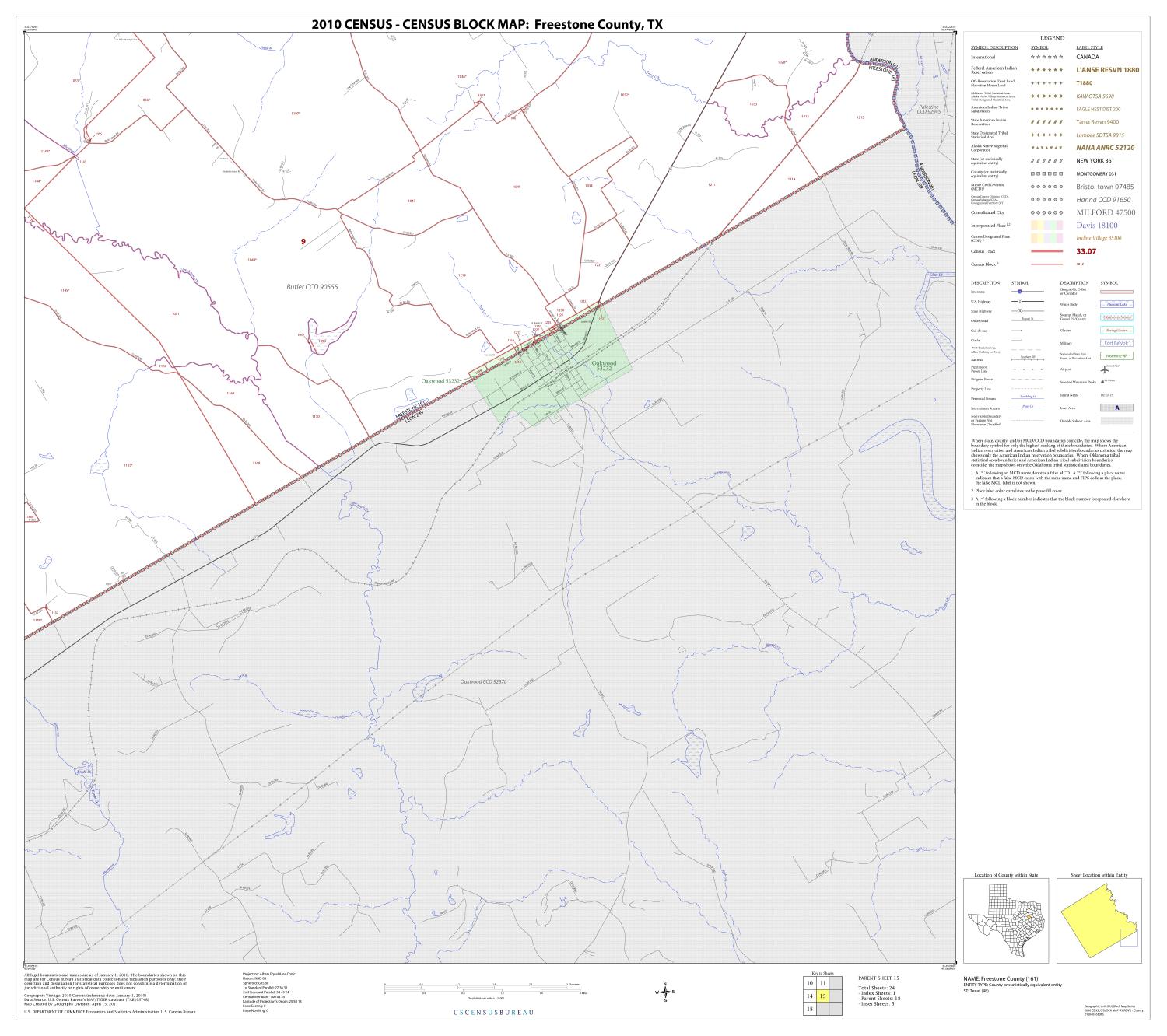2010 Census County Block Map: Freestone County, Block 15
                                                
                                                    [Sequence #]: 1 of 1
                                                