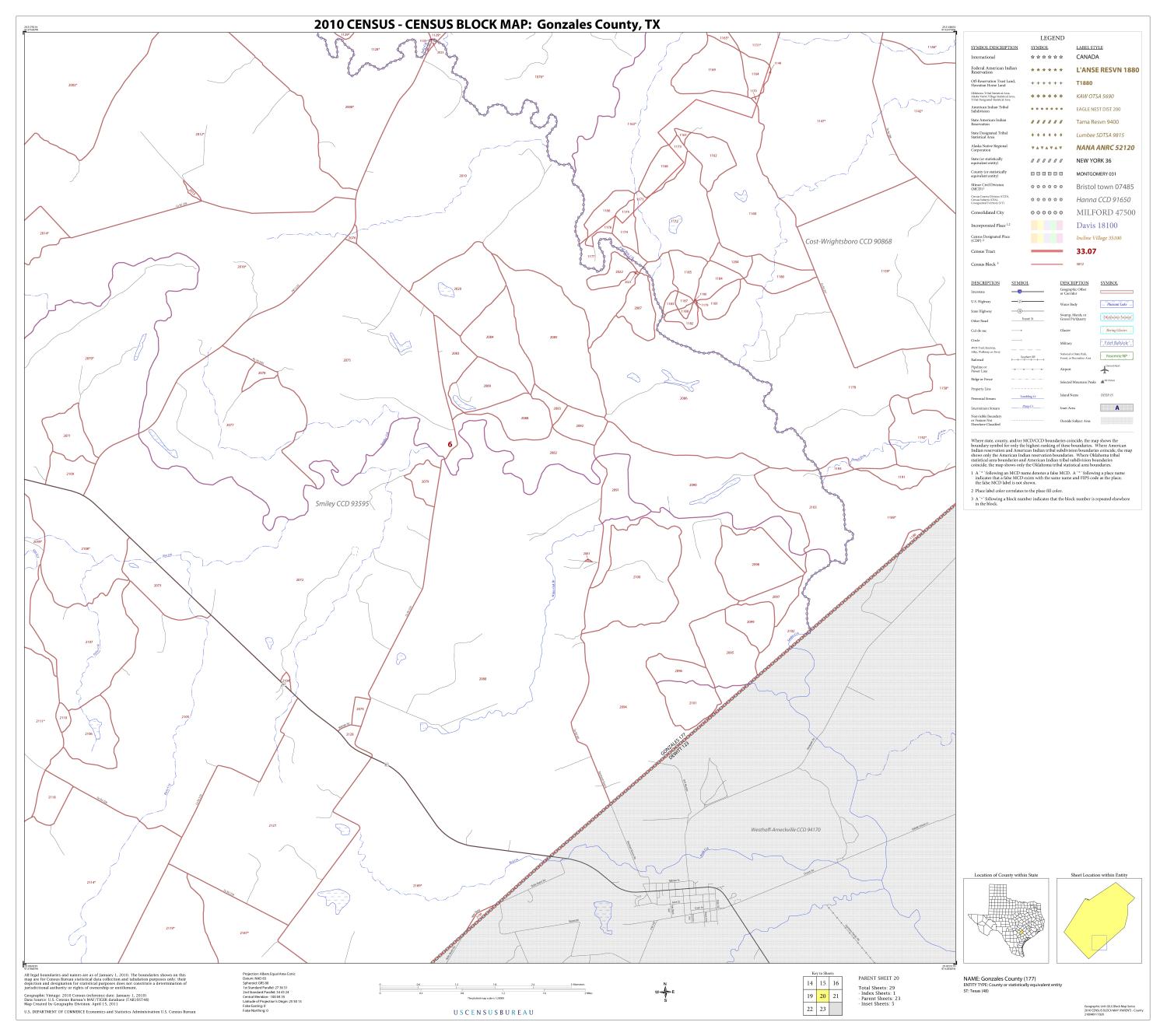 2010 Census County Block Map: Gonzales County, Block 20
                                                
                                                    [Sequence #]: 1 of 1
                                                