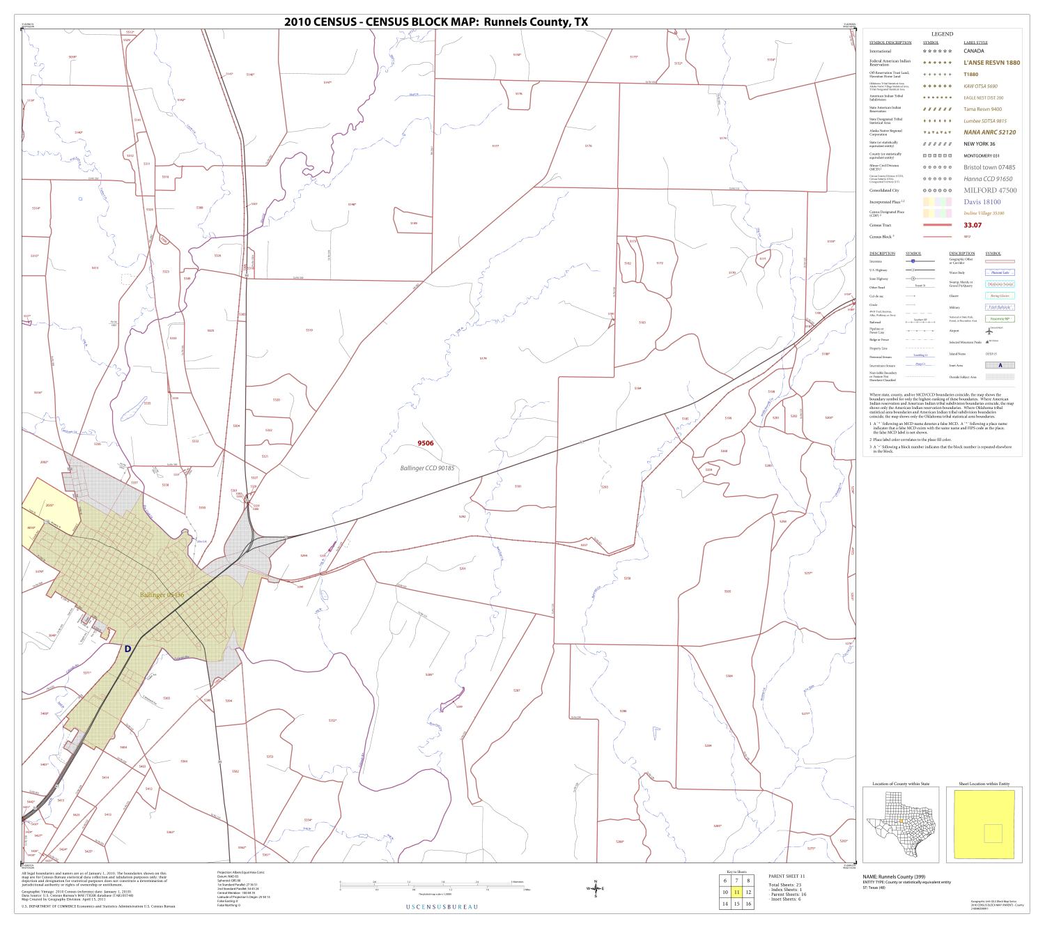 2010 Census County Block Map: Runnels County, Block 11
                                                
                                                    [Sequence #]: 1 of 1
                                                