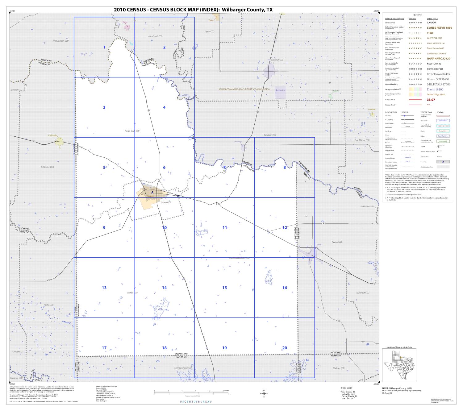 2010 Census County Block Map Wilbarger County Index Side 1 Of 1 Magnified The Portal To 5349